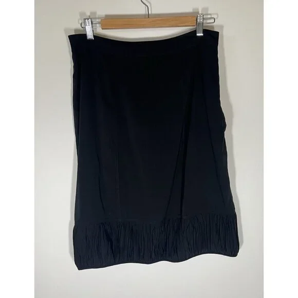 Burberry black silk lined designer knee length skirt 10 luxury pleated hem - Picture 1 of 9